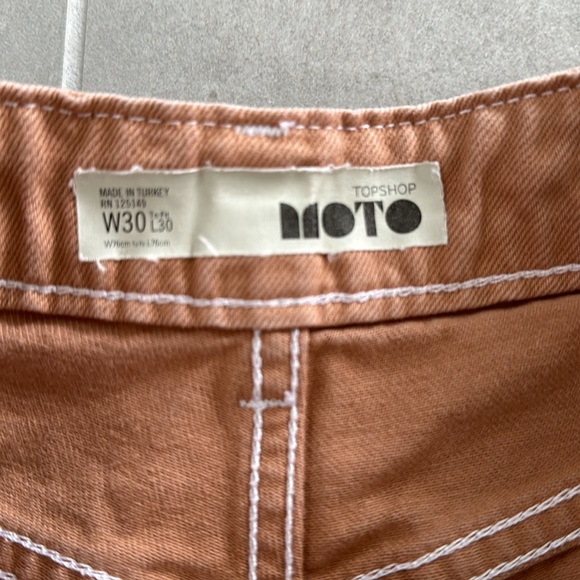 Topshop Moto wide leg, cropped jeans size 30 in camel color - Picture 3 of 7